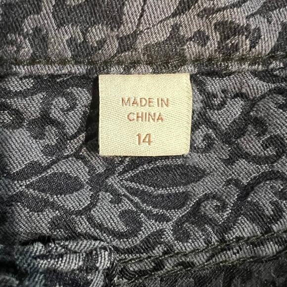 Coldwater Creek Natural Fit Navy Blue Jacqard Pants Size 14 Brocade Look - Picture 5 of 12